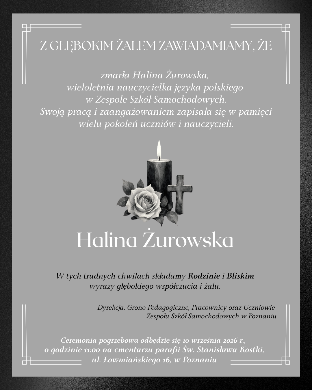 Black and White Simple Minimalist Obituary Funeral Instagram Post